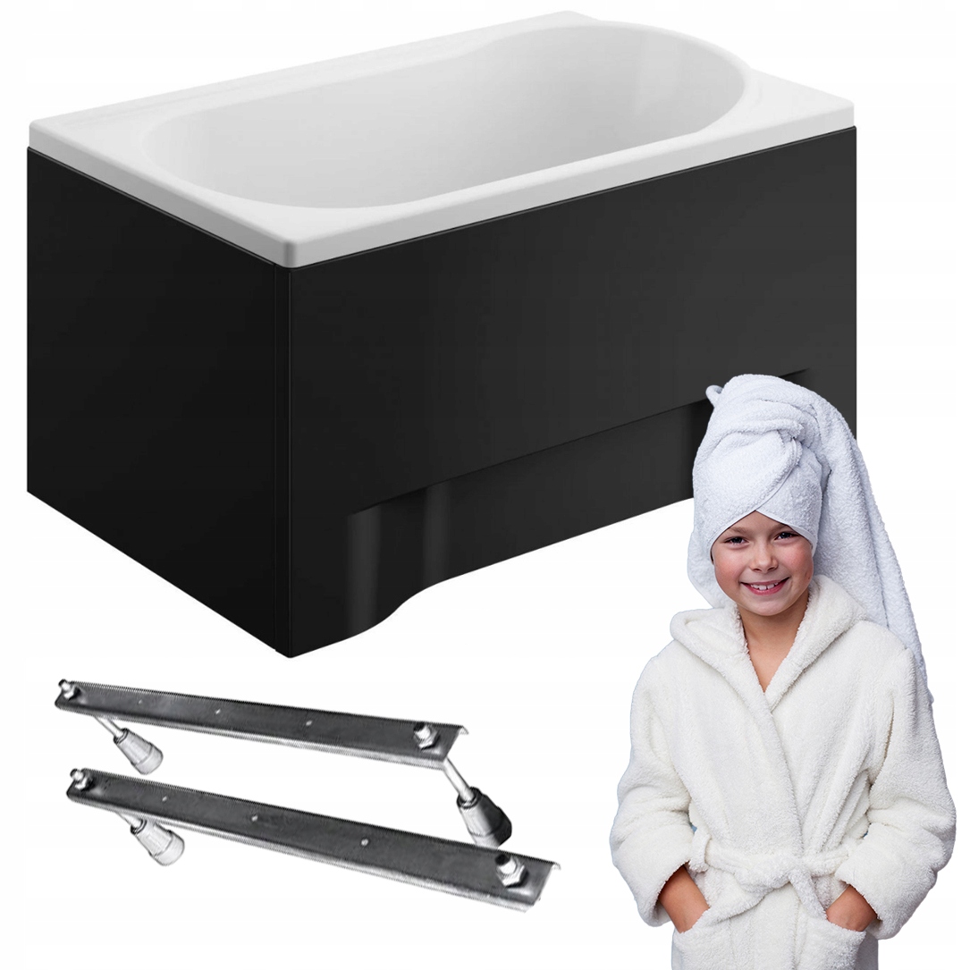 Malá obdélníková vana Polimat Mini 100x65 černá, bonus nohy 3v1