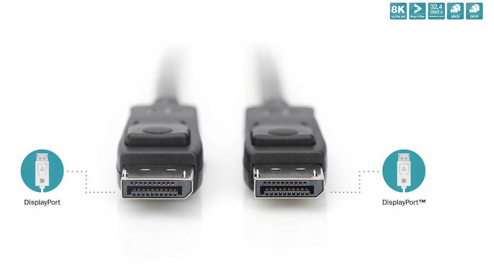 Kabel DisplayPort 1.4 DP 8K 60 Hz 4K 120 Hz 3m Marka Digitus