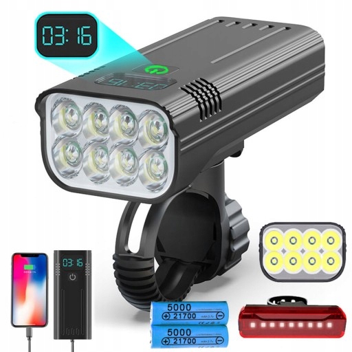 LAMPA ROWEROWA LED ZESTAW PRZEDNIA TYLNA LATARKA Marka Inna marka
