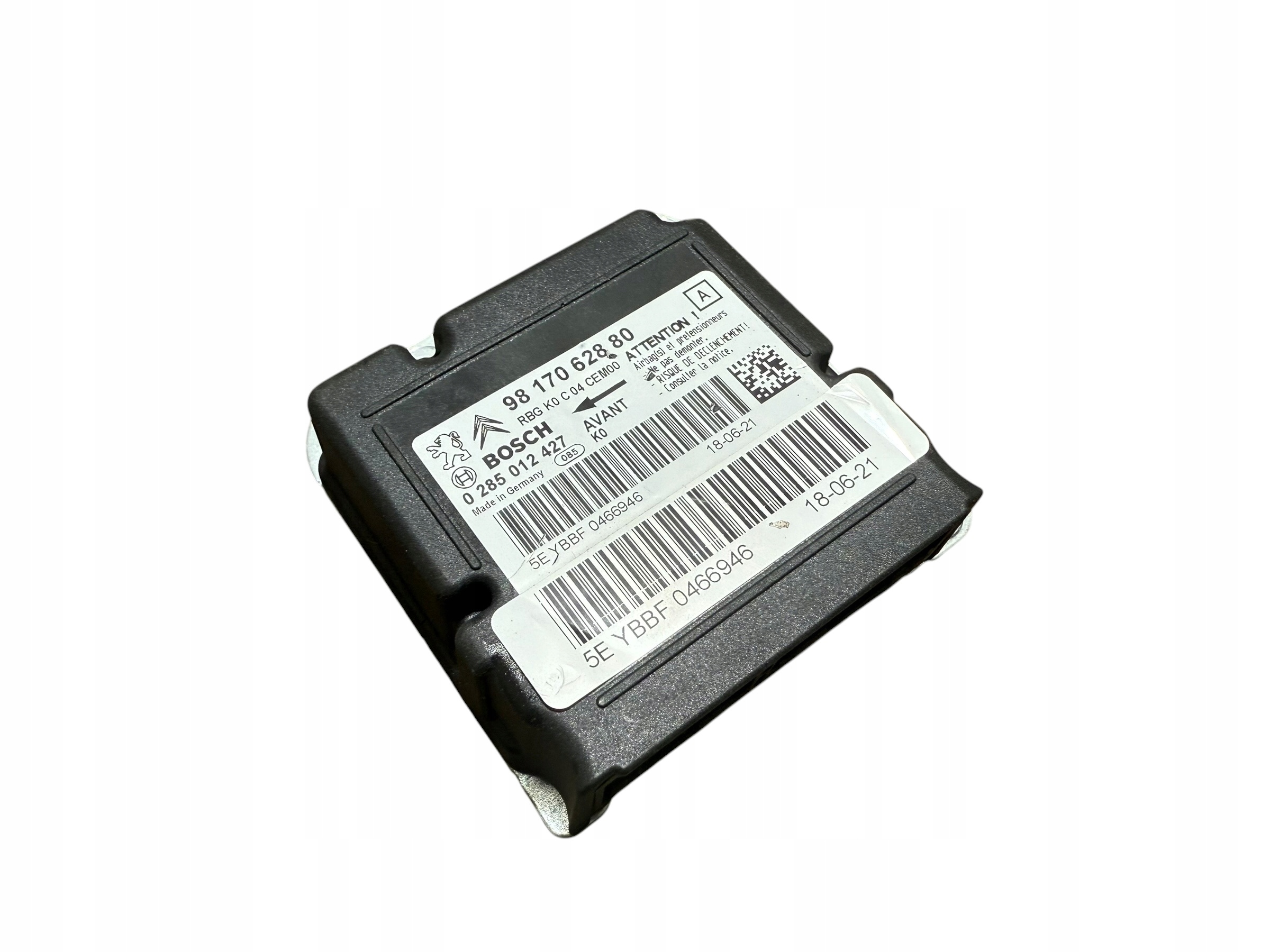 modulo Centralina SENSOR airbag airbag NIEWYSTRZELONY CITROEN JUMPY III