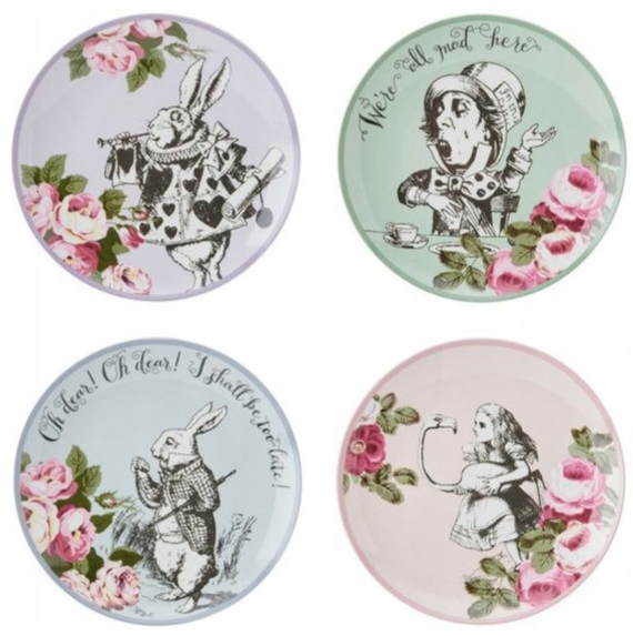 Porcelánové taniere ploché 4ks v darčekovej krabičke Alica v krajine zázrakov