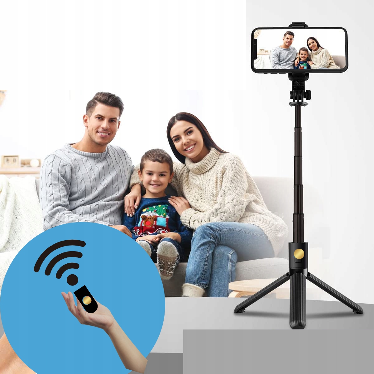Kijek do Selfie Statyw do Telefonu Pilot Bluetooth Kijek Statyw Bluetooth Długość minimalna 19 cm