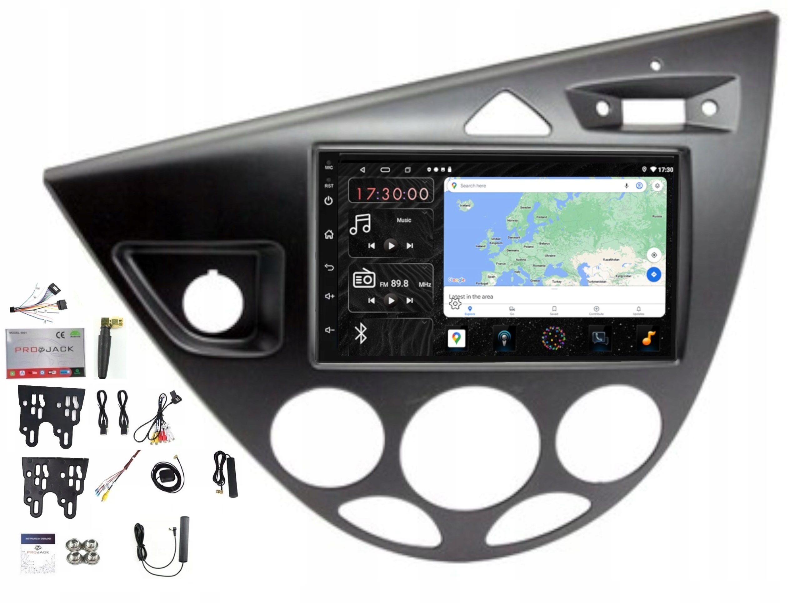 Autorádio S Androidom, Usb, Wifi, Bt, Ford Focus 1999-2005, Carplay, 6 Gb, 128 Gb Sim