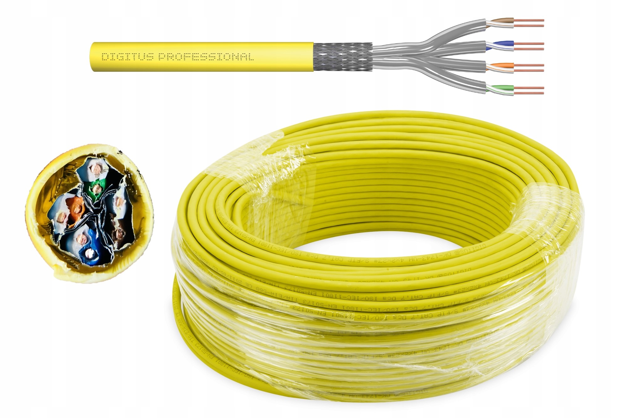 Internetový kabel síťový Lan kabel kroucený AWG22 kat.7A S/ftp drát 100 m