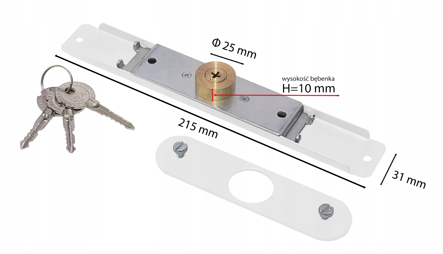 

Zamek baskwilowy do rolet zewnętrznych dł.21,5cm
