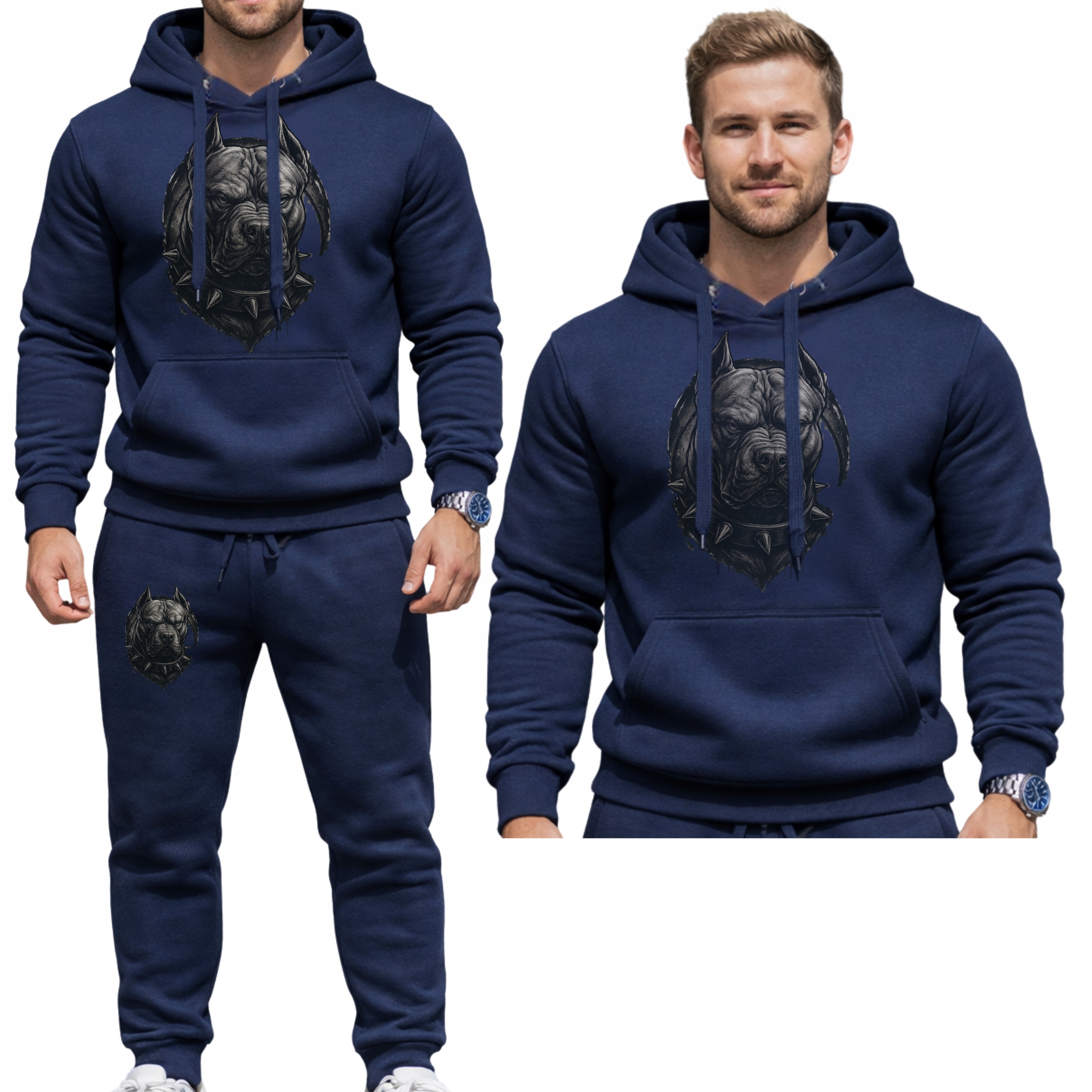 Pes Pitbull Black Meski Tepláková Souprava Mikina S Kapucí Kalhoty Dripo M