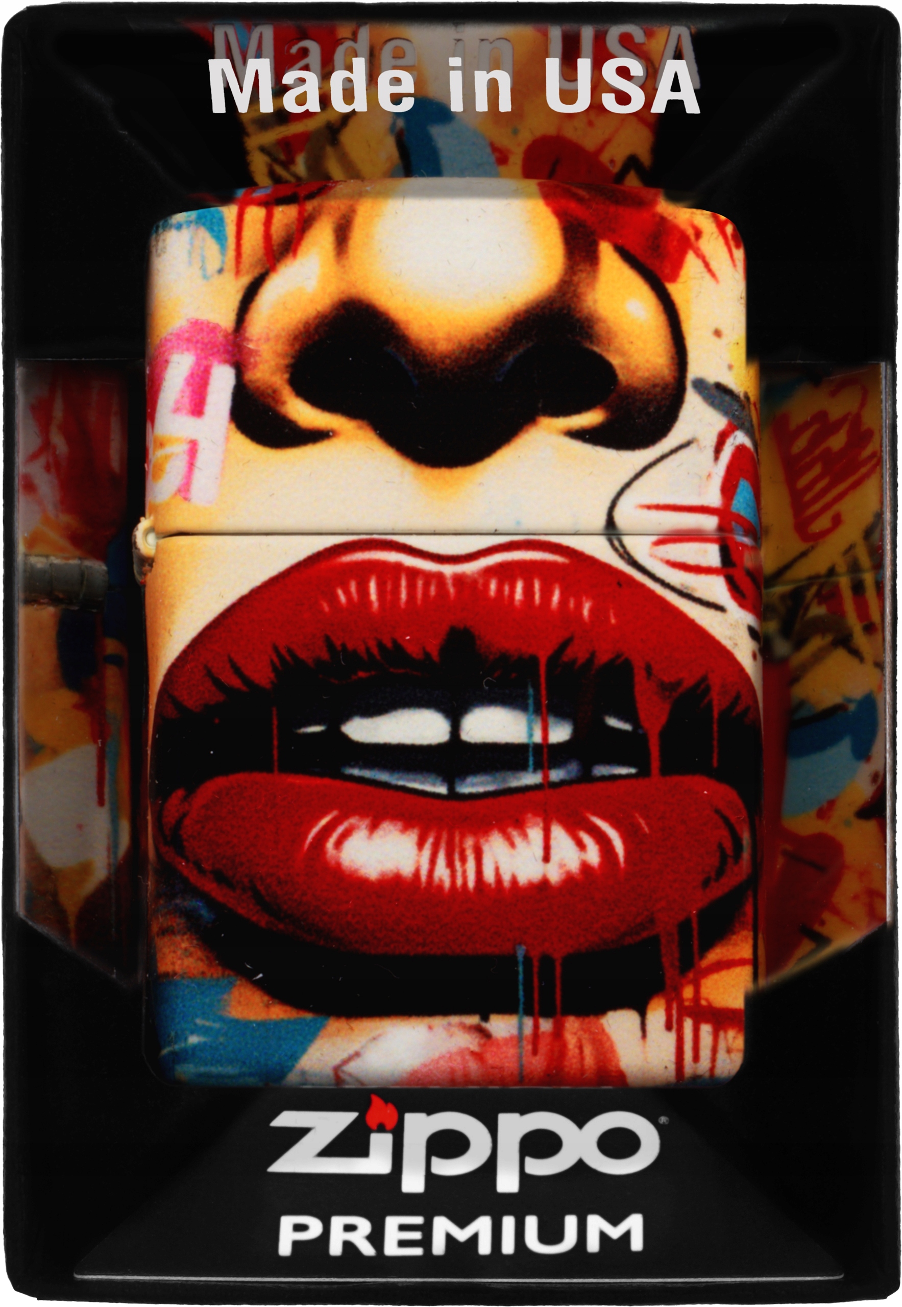 Zapalovač Zippo Street Art Face Design 60007208 Větruodolný benzínový