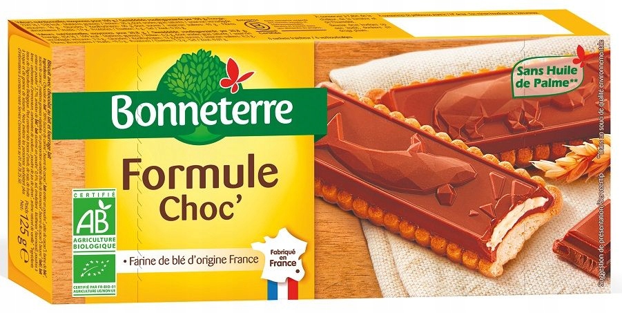 Levně Sušenky S Čokoládou A Mléčnou Náplní Bio 125 g Bonneterre