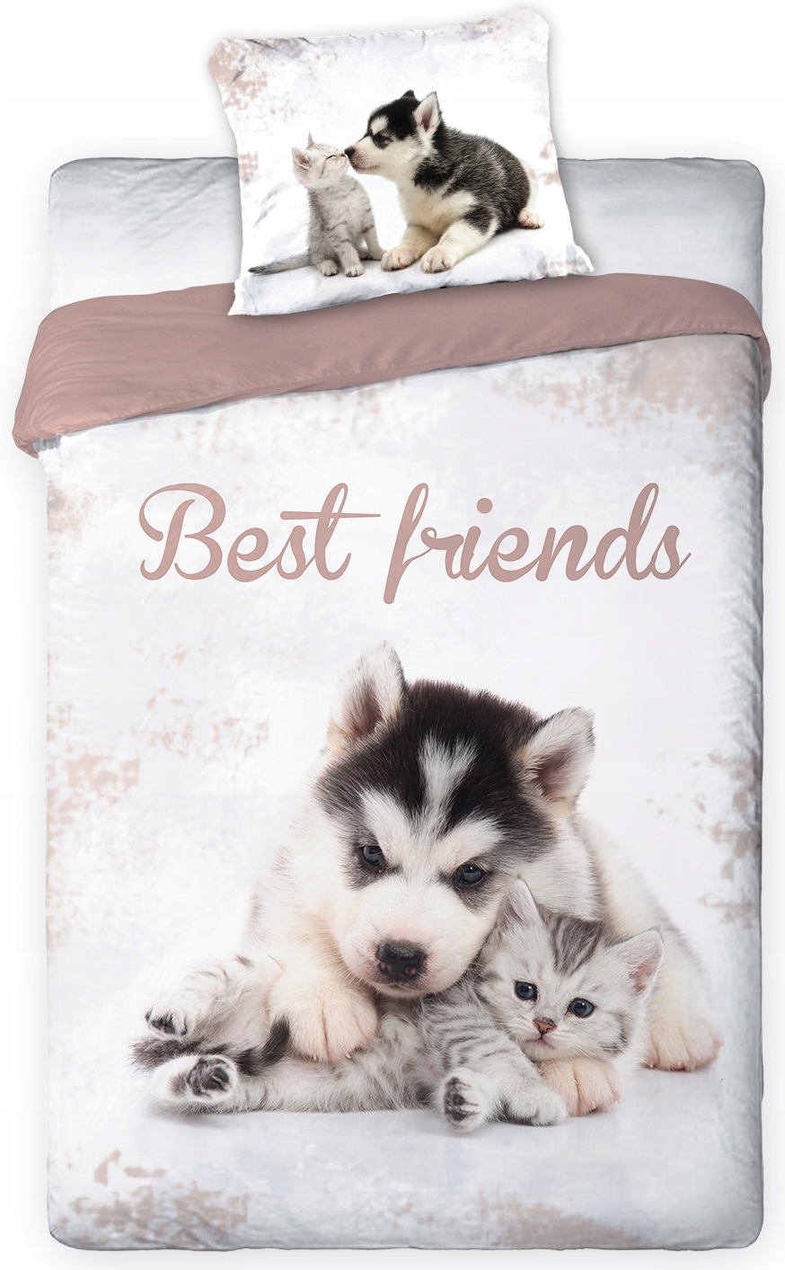 

Pościel 160x200 husky pies kotek bawełna