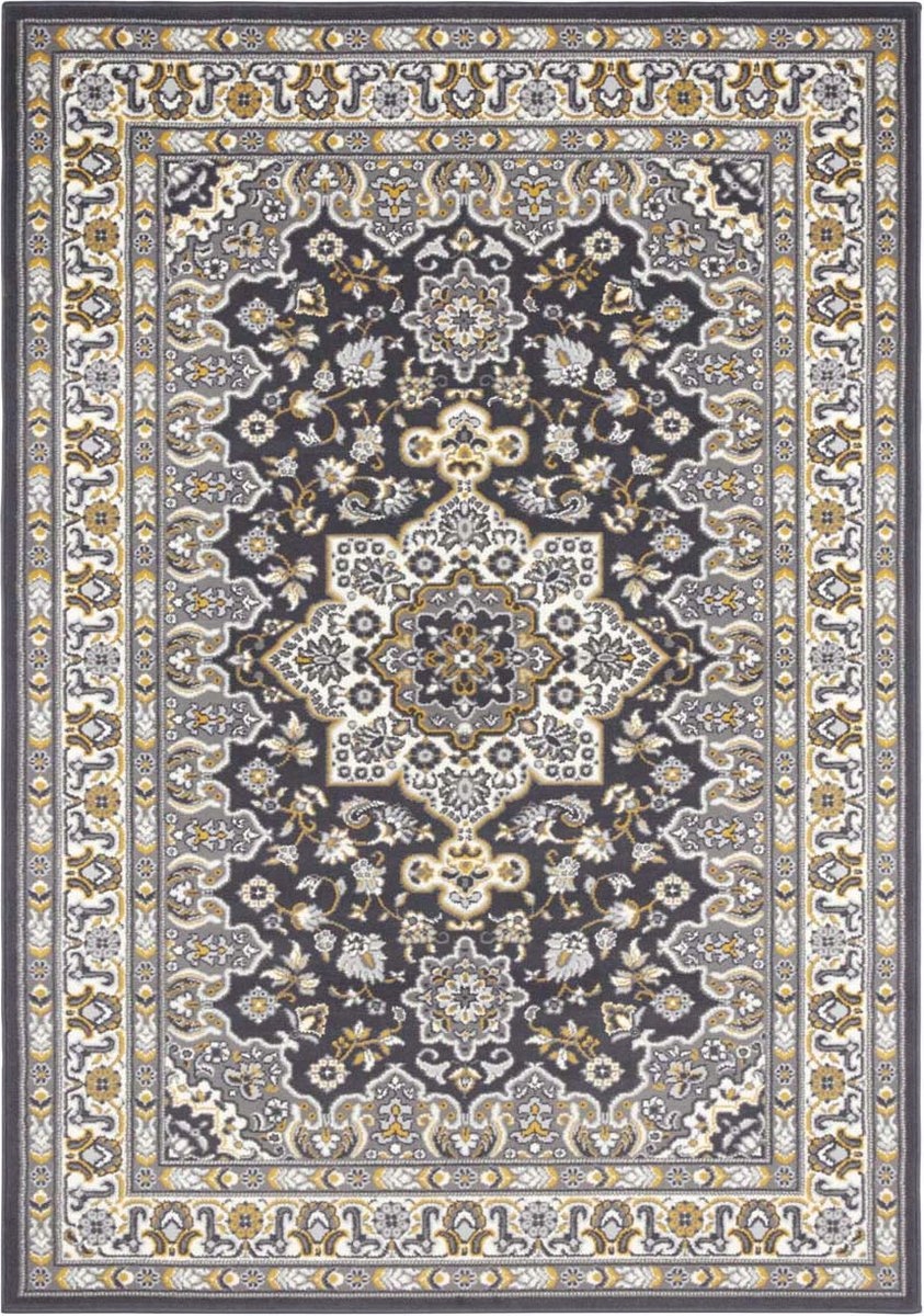 Klasický koberec do obývacího pokoje, grafitově žlutý 80x150 cm