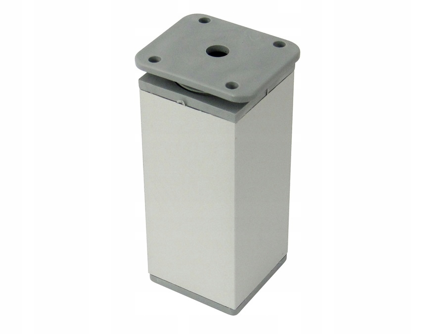 NÓŻKA NOGA STOPKA MEBLOWA REGULOWANA KWADRAT 4 x 10 CM H100 SREBRNA +WKR