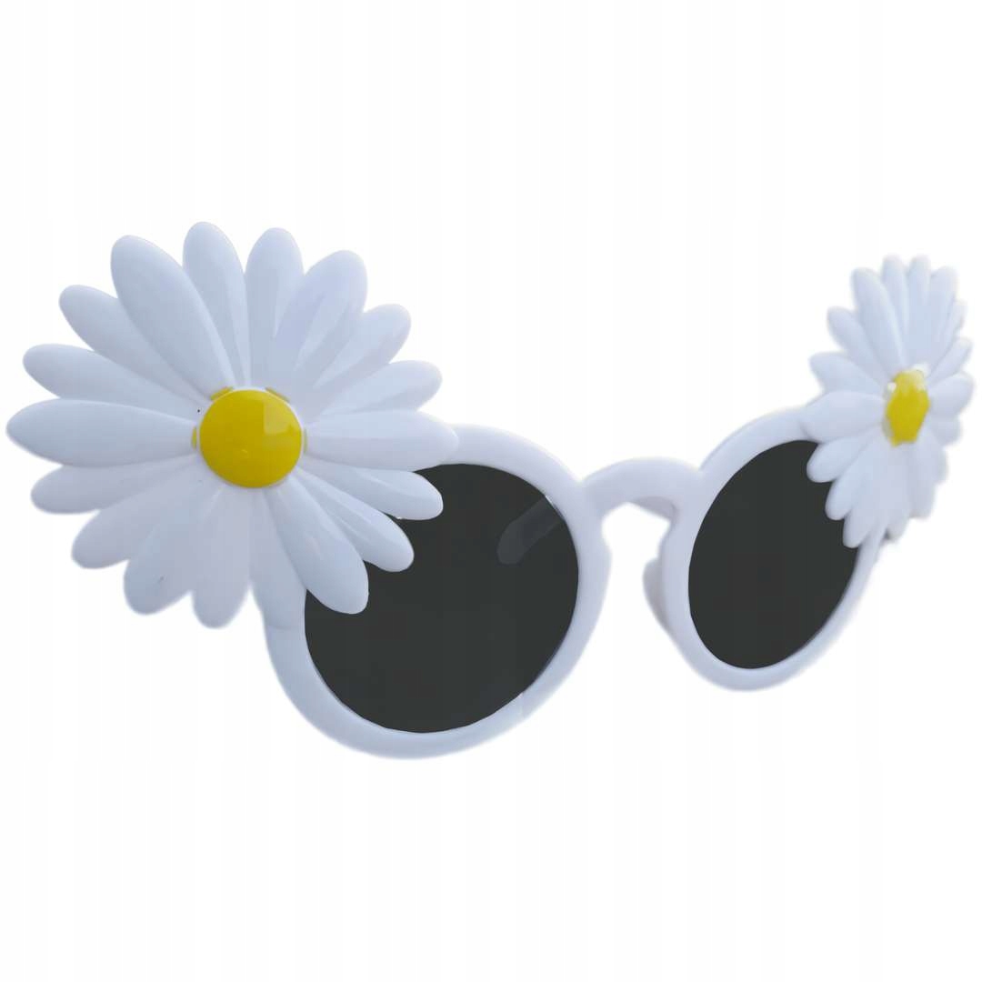 OKULARY białe STOKROTKI kwiaty IMPREZOWE kwiatowe