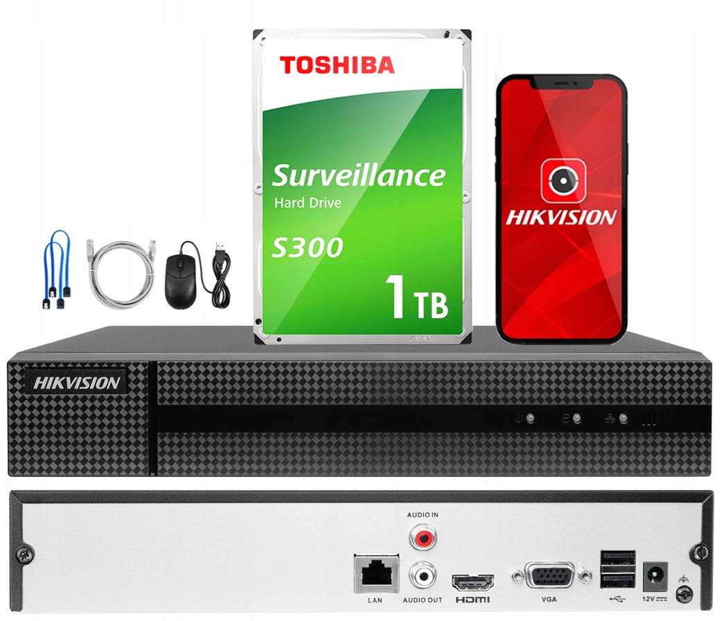 Rejestrator Ip Hikvision 8 Kanałów HWN-4108MH do 8Mpx Dysk Hdd 1TB