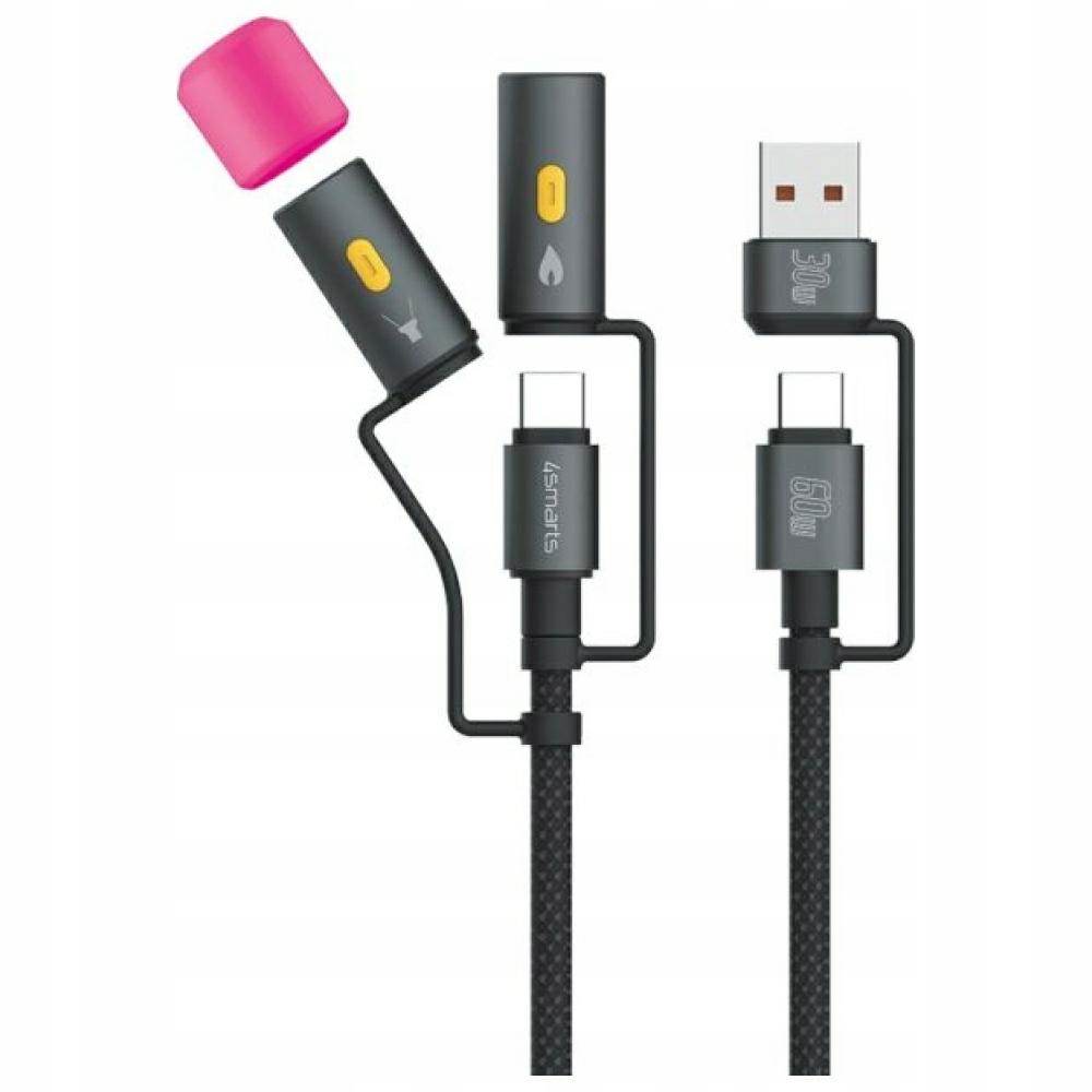 Kabel Usb-c 4smarts Explorer 4v1 60W 1 m černý