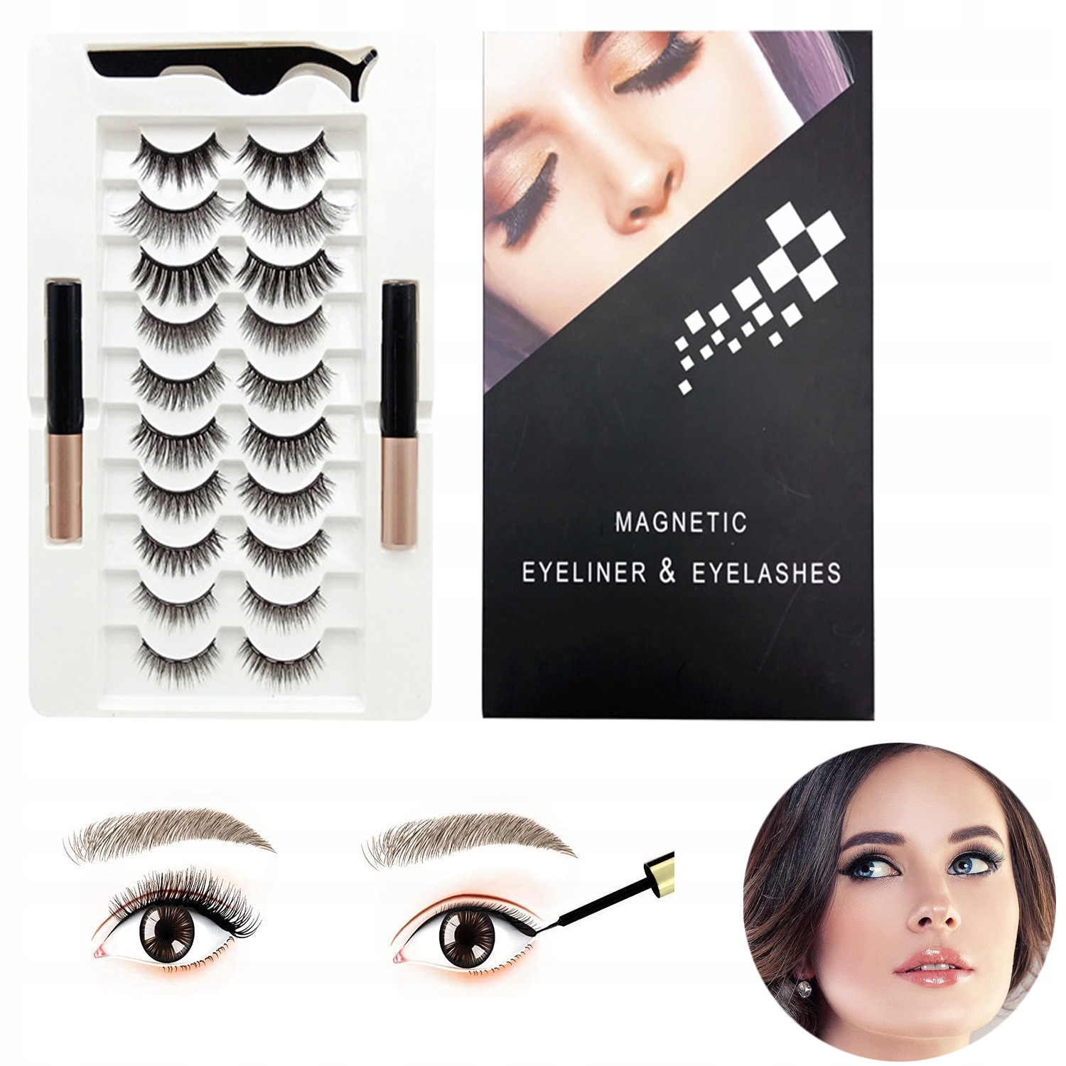 

3D Rzęsy Magnetyczne 10 Par Pęseta Eyeliner