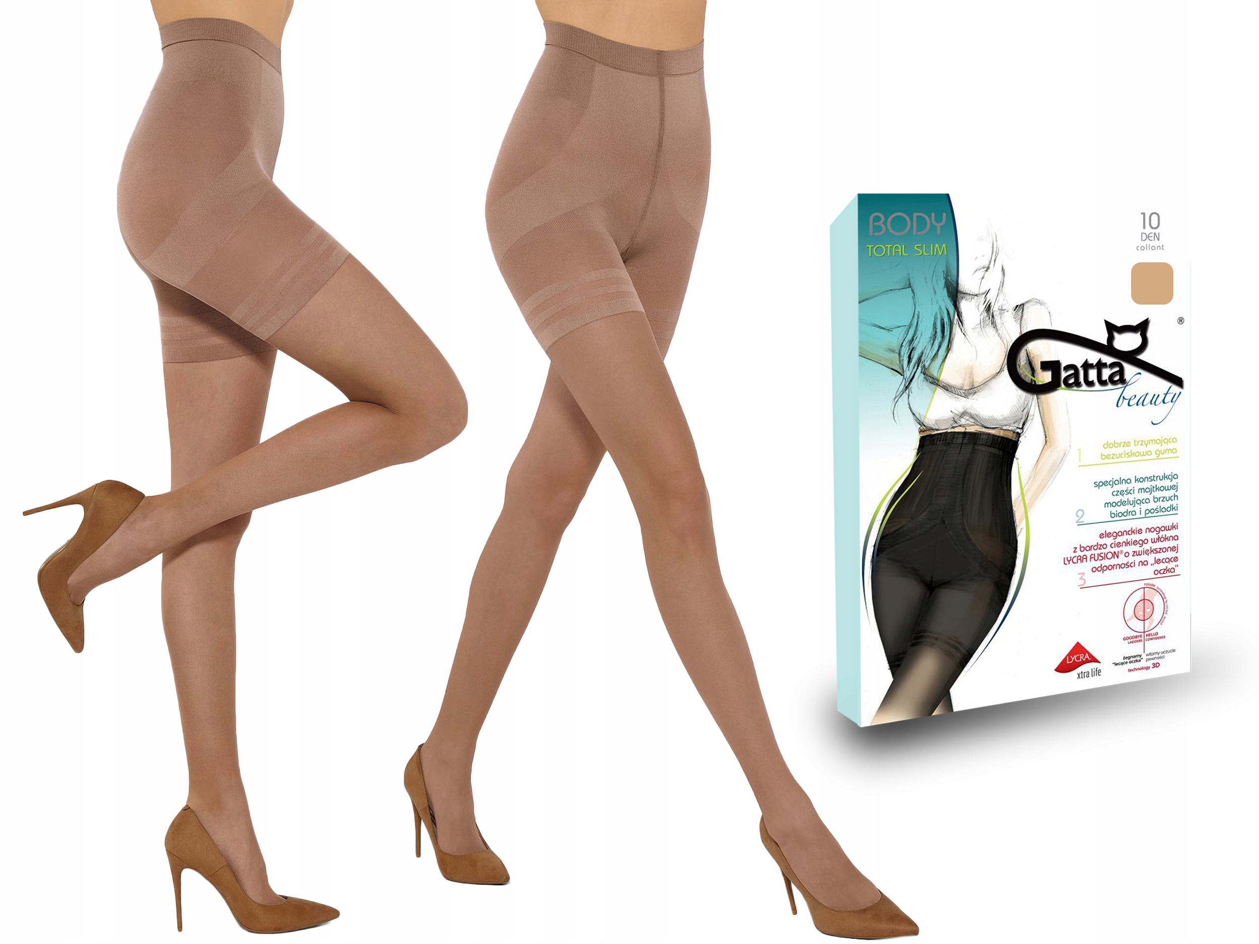 

Rajstopy Gatta Body Total Slim 10 den, visone, 4-L