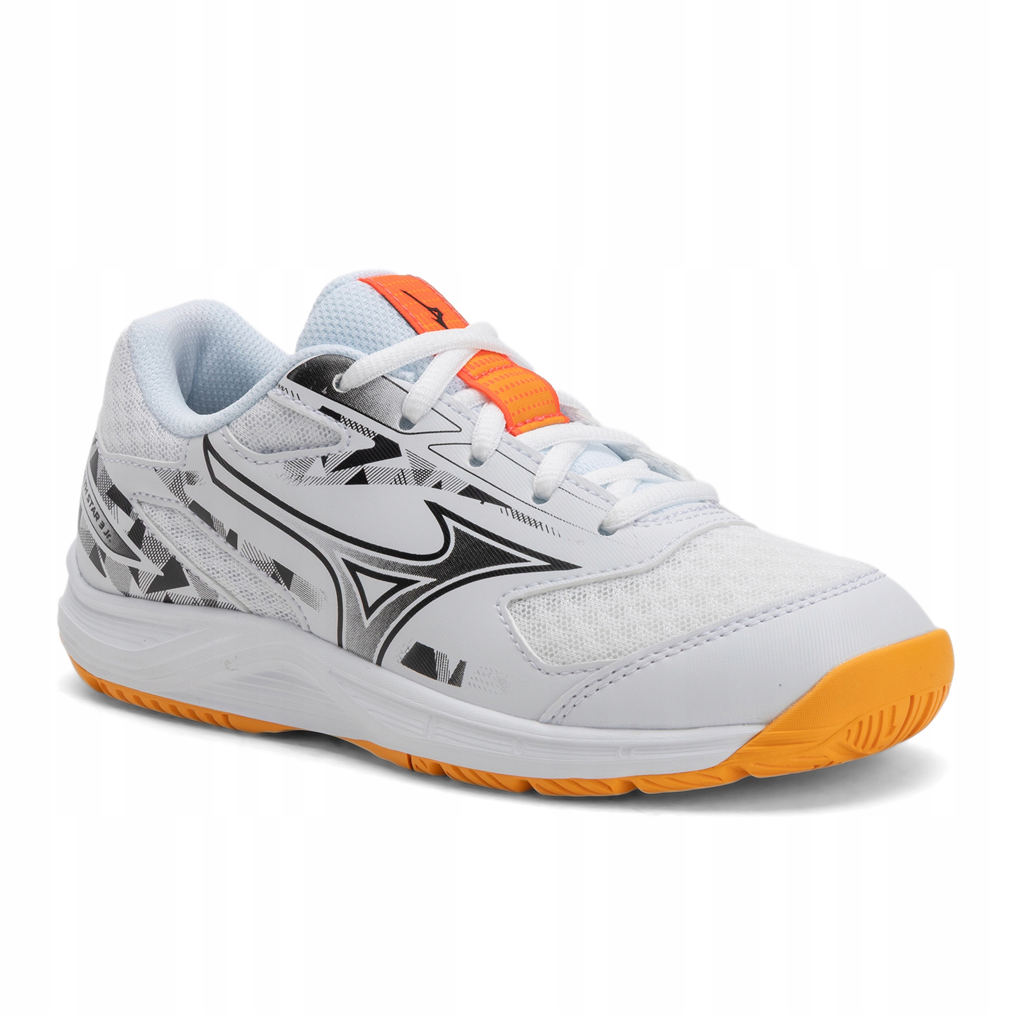 Buty dziecięce Mizuno Stealth Star 3 white/fiery coral 2/citrus