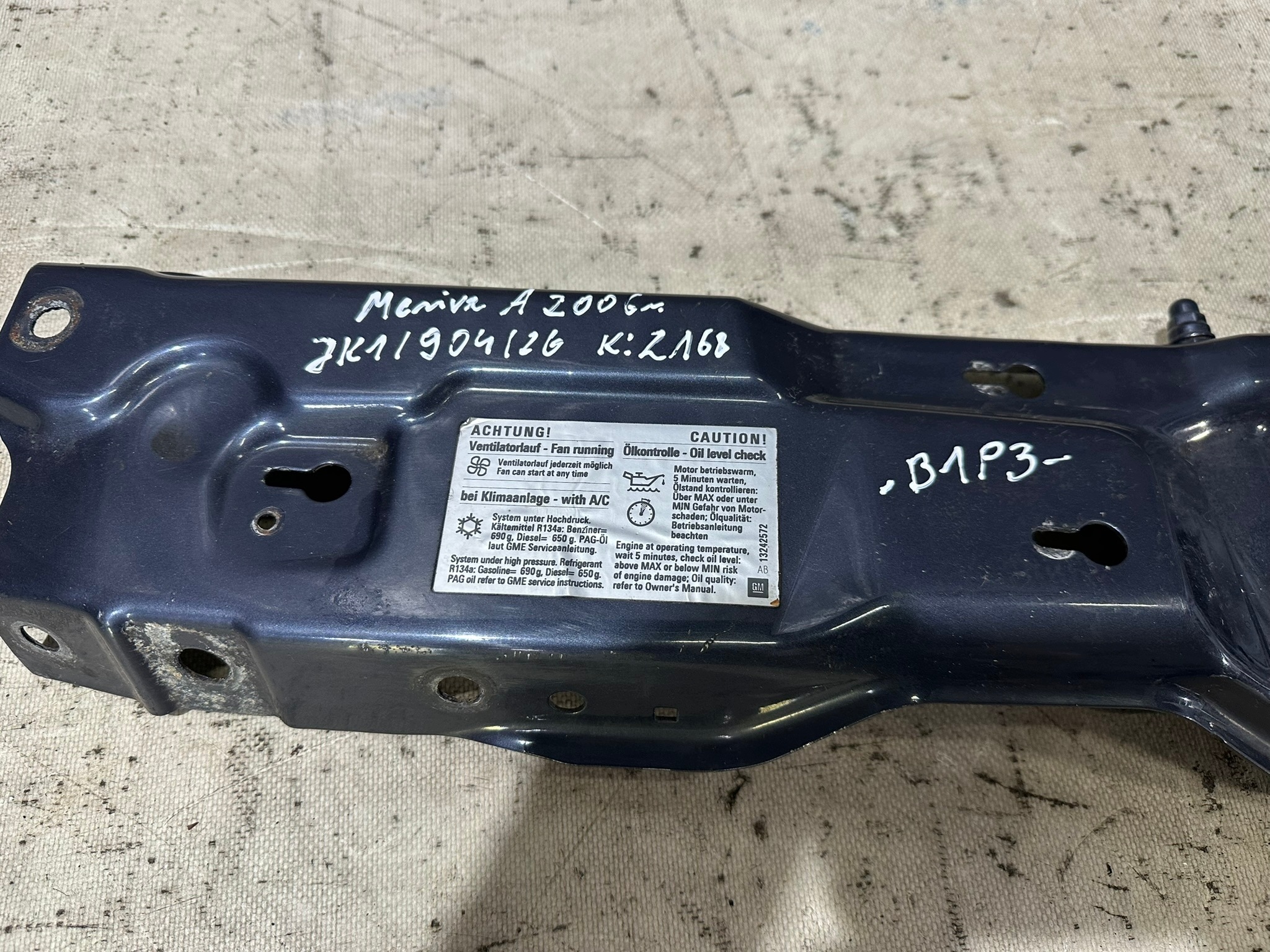 support panel for radiators pillar upper 93301873 OPEL MERIVA A 2006R. K: Z168