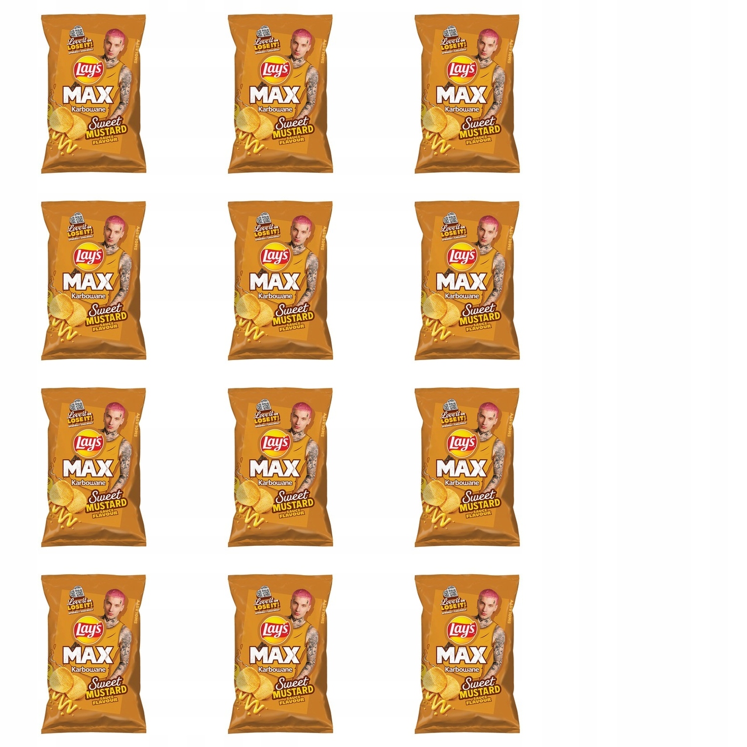 Levně 12x 120g Lay S lay's max vroubkované sweet mustard sauce chipsy Karton