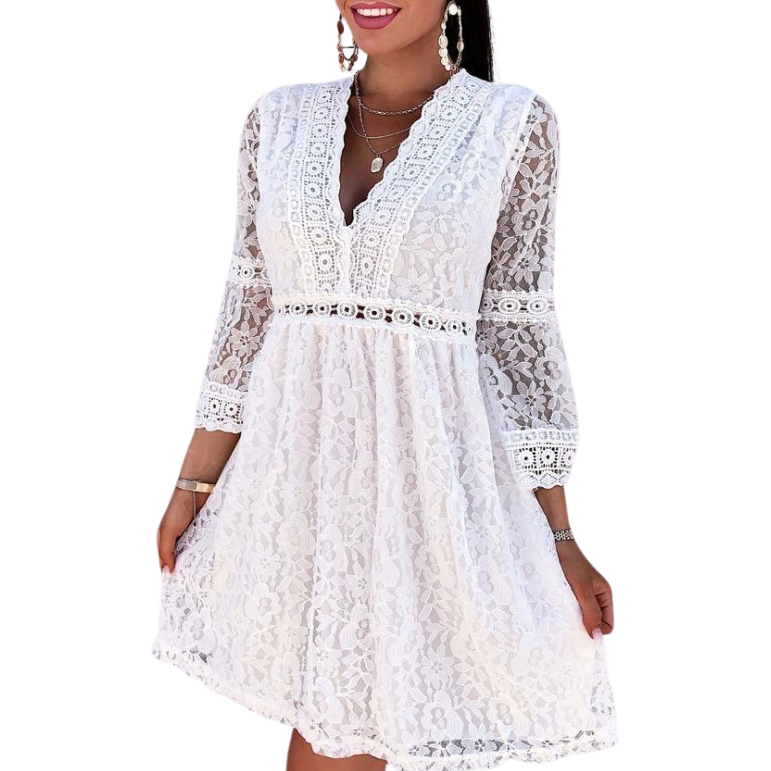 Sukienka koronkowa szerokie rękawy