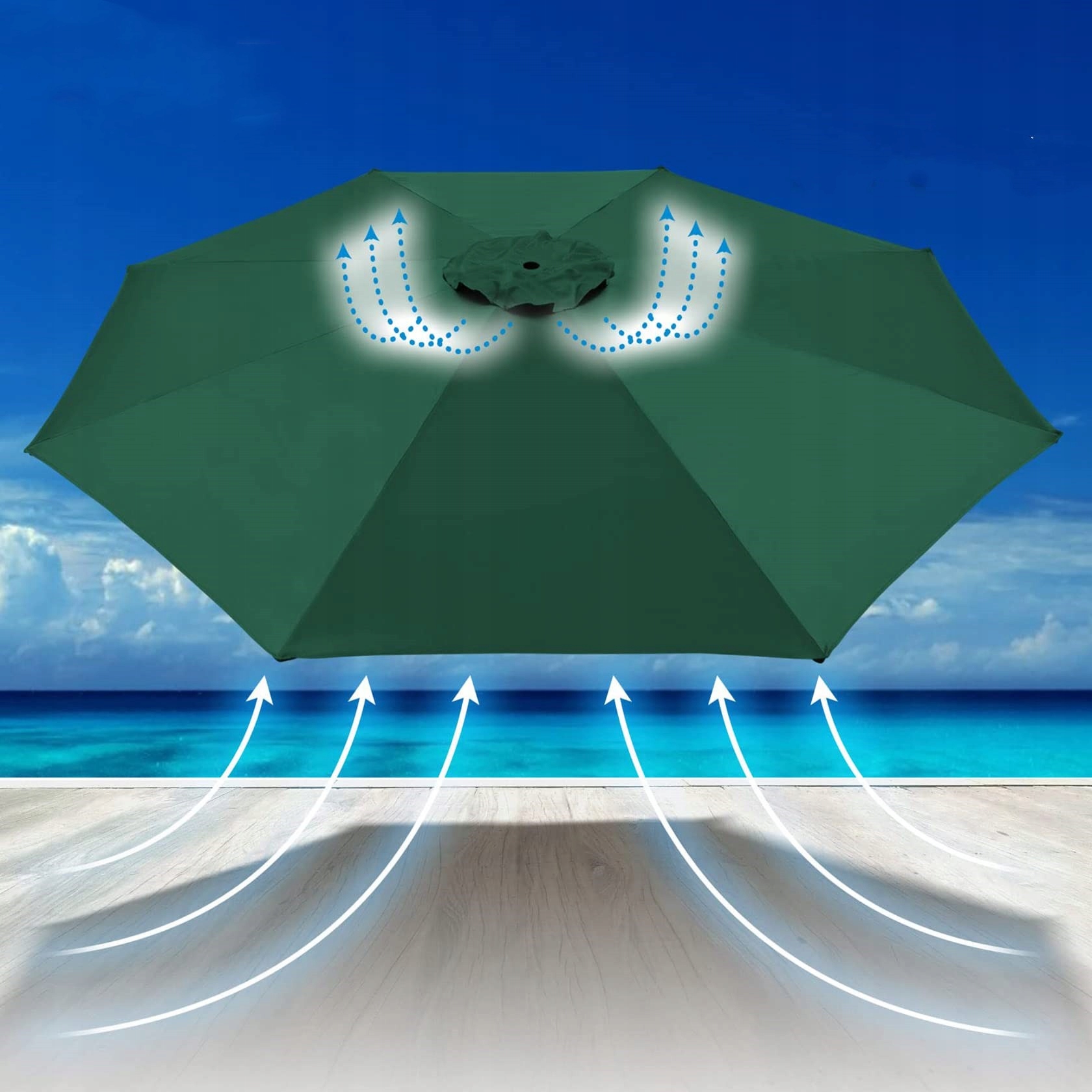 Wodoodporny Poszycie parasola ogrodowego 8 ramion 300cm Zielony Wysokość produktu 0 cm