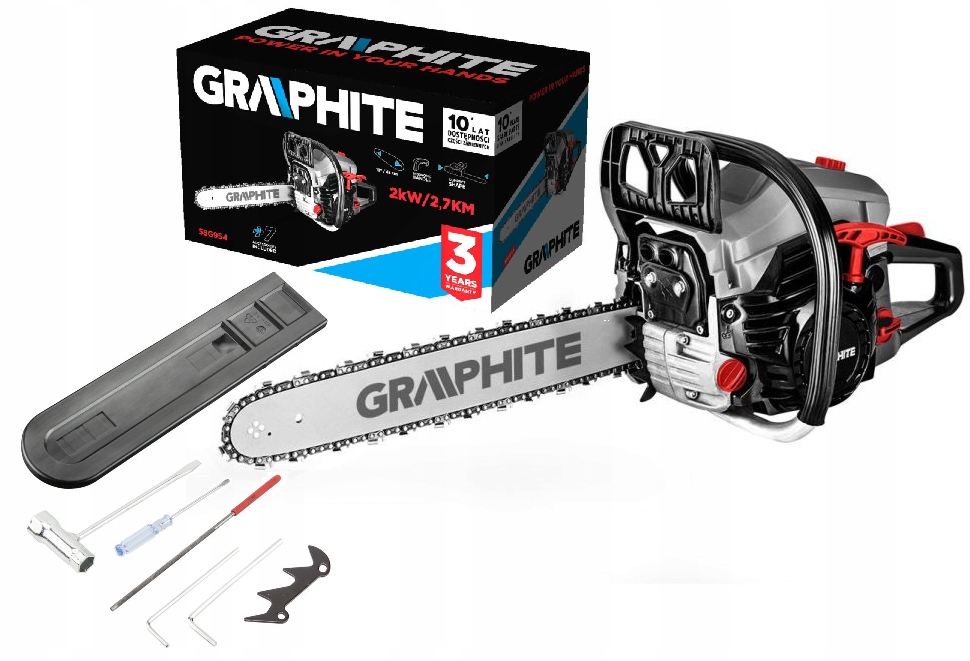 Graphite Benzínová Řetězová Pila 2KW (2.7 Km), Vodící Lišta 18" 58G954