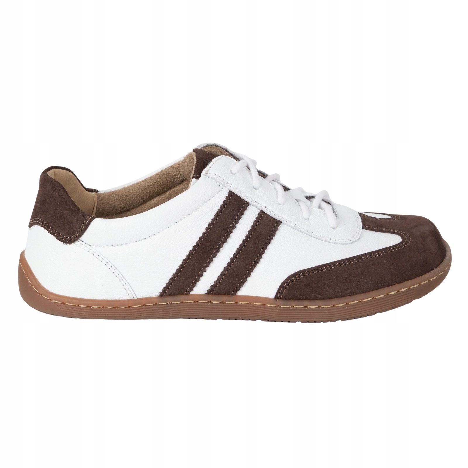 Dámské kožené boty Barefoot 1287 bílé s hnědým nubukem 39