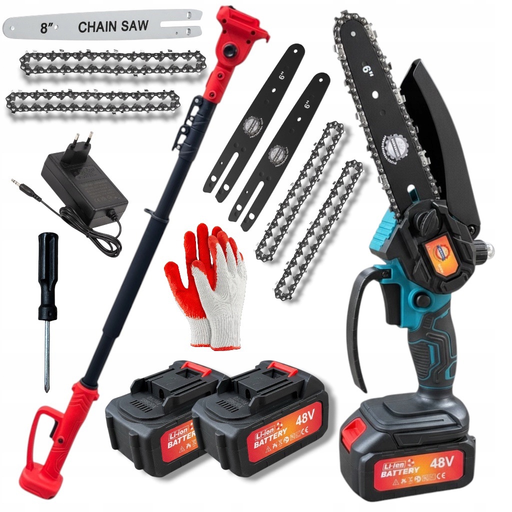 Zestaw Ogrodowy 2w1 Piła Łańcuchowa 8" Wysięgnik 2m 48VF