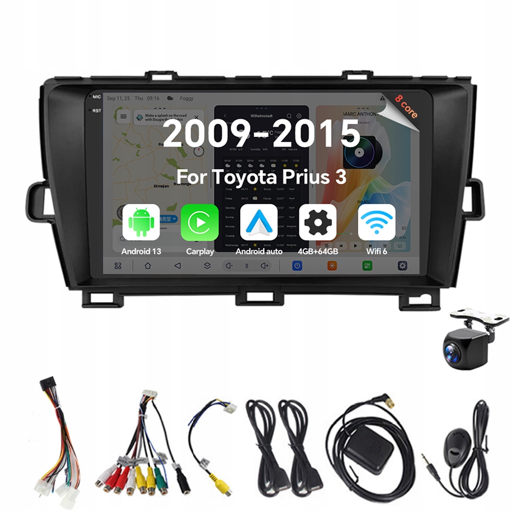 2Din Android 13 autorádio pro Toyota Prius 3 XW30 2009-2015 4G 64G Carplay