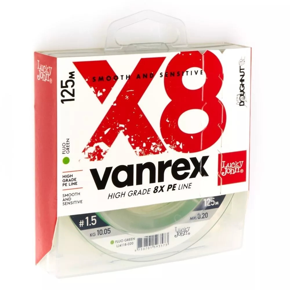 Plecionka Lucky John Vanrex X8 Braid Fluo Green 125m 0.20mm