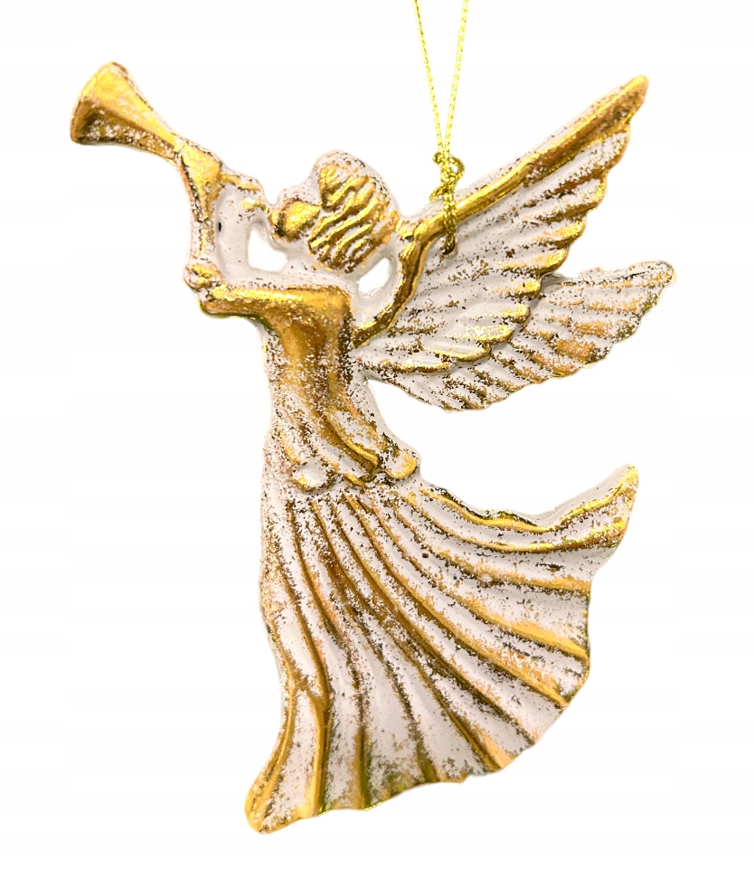 

Anioł złoto-biała zawieszka świąteczna dekoracja