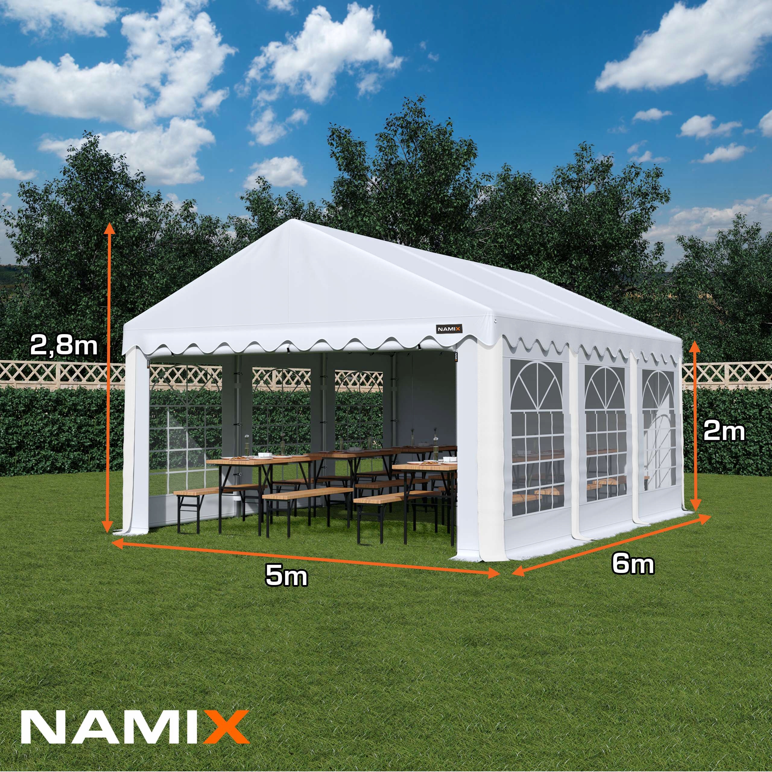 TENT BASIC 5x6 sodo vakarėliui SKIRTINGŲ SPALVŲ EAN 5055135905077