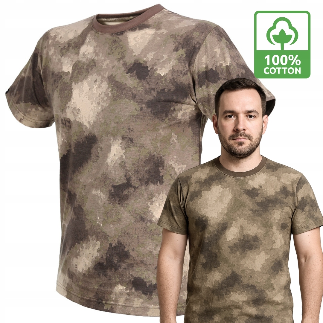 Koszulka Bawełniana Męska T Shirt Wojskowa Texar 100% Bawełna Mud Cam M