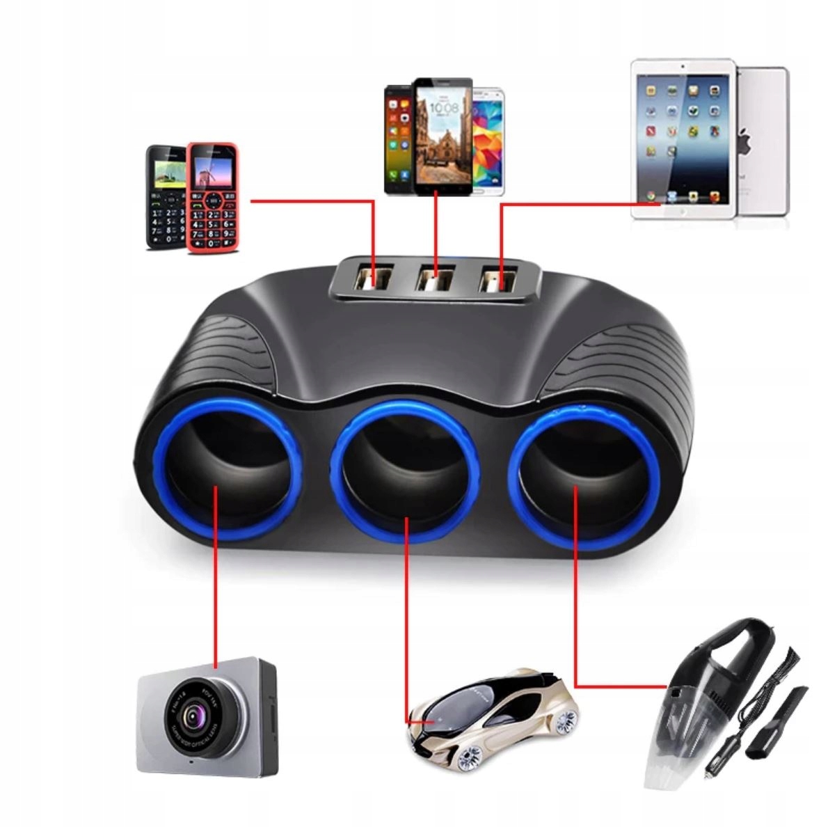 ROZDZIELACZ GNIAZDA ZAPALNICZKI 12V 24V USB 3,1A Producent Interlook