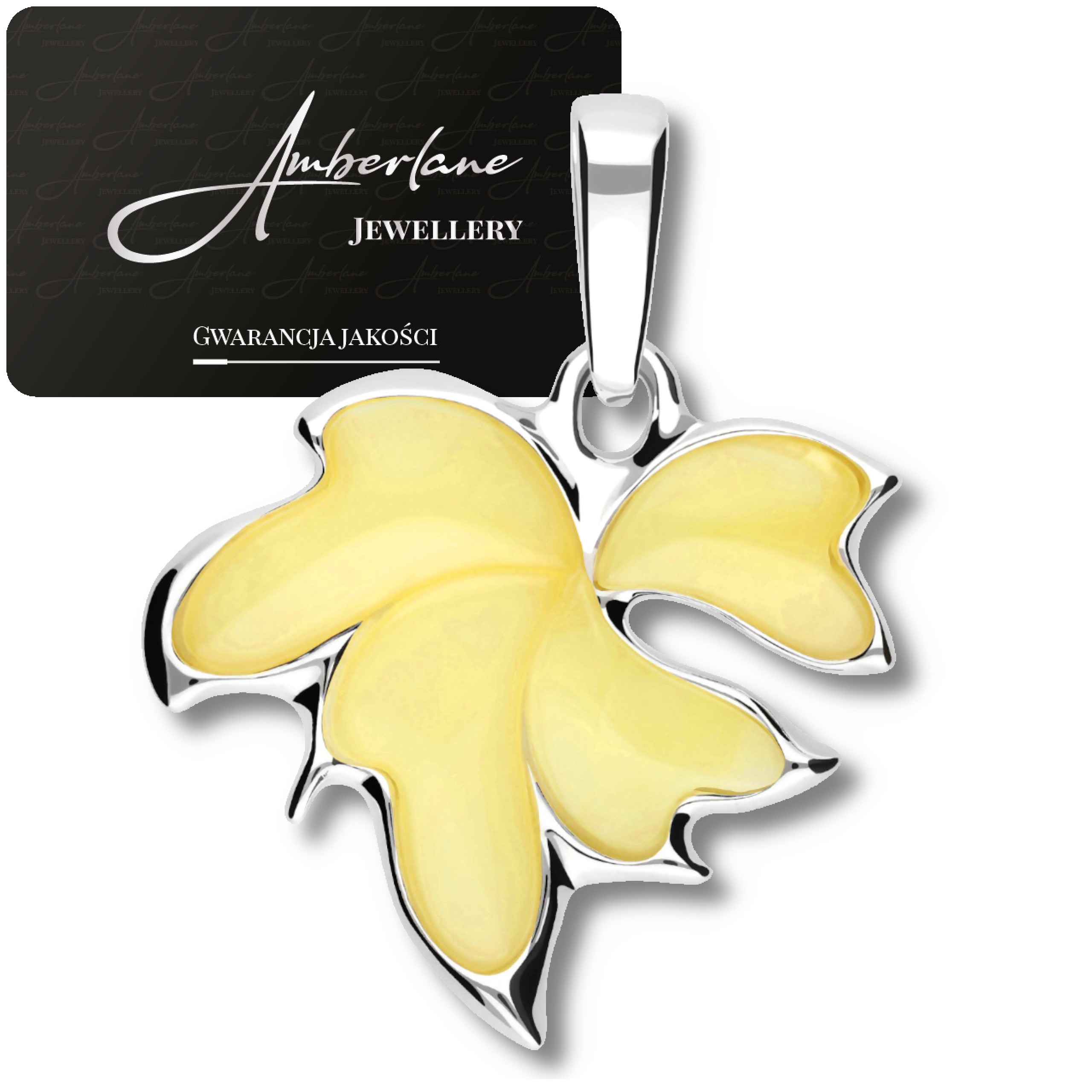 Stříbrný přívěsek s jantarem List přírodní mléčný jantar*PRO Ni*