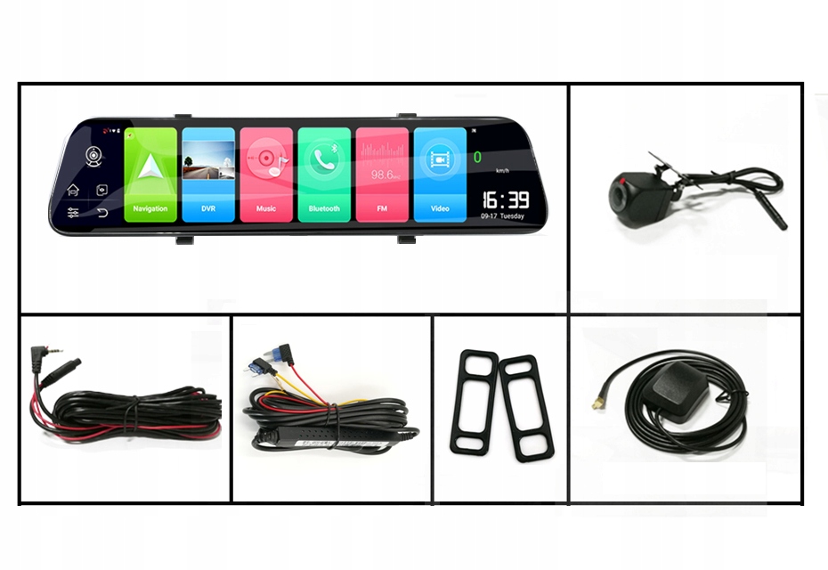 REJESTRATOR LUSTERKO 12 ANDROID ADAS 4G WIFI GPS Resolution Full HD 1920 x 1080