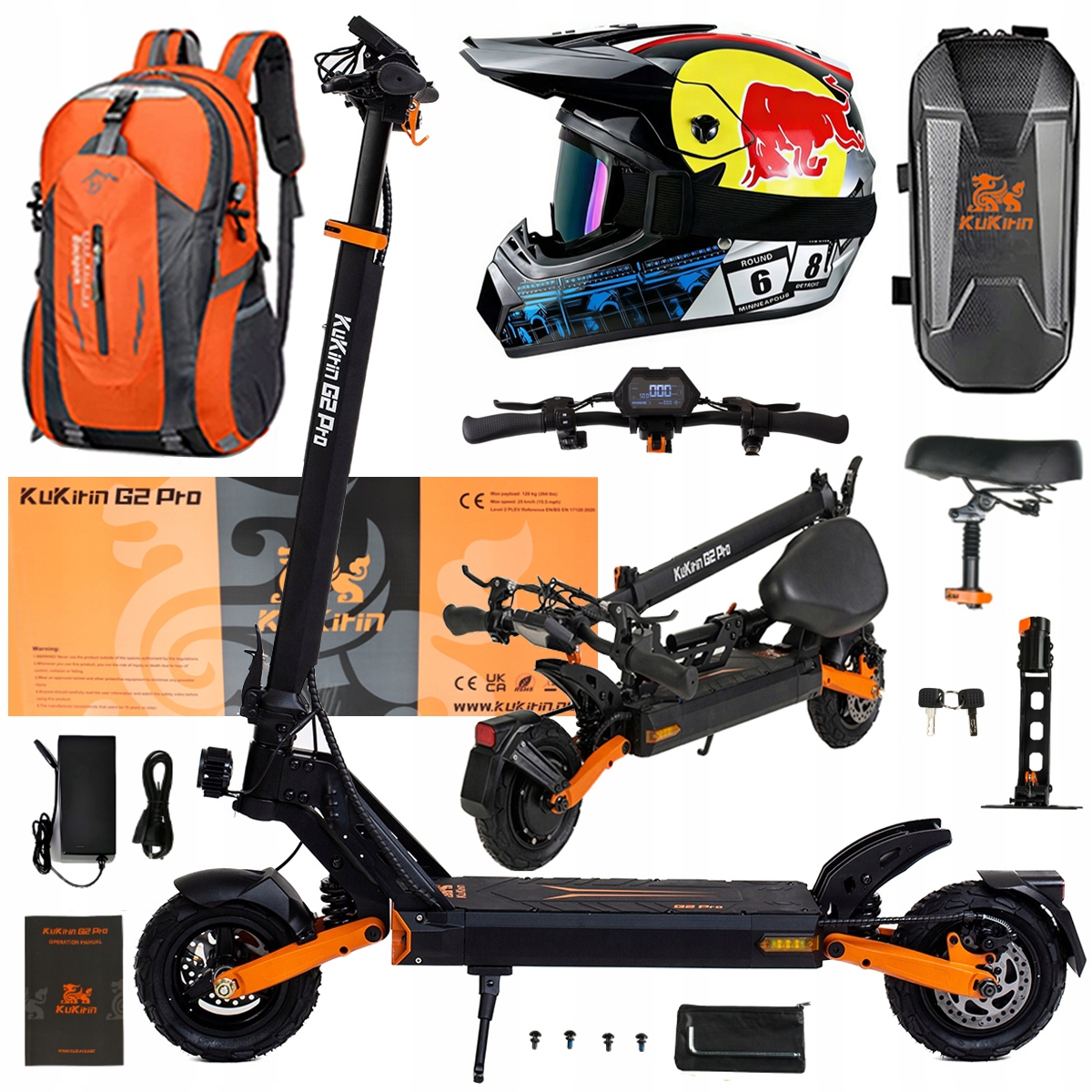 Składany Pojazd Elektryczny Kukirin G2 Pro 1000W 48V 15.6AH 45KM/H +Prezent