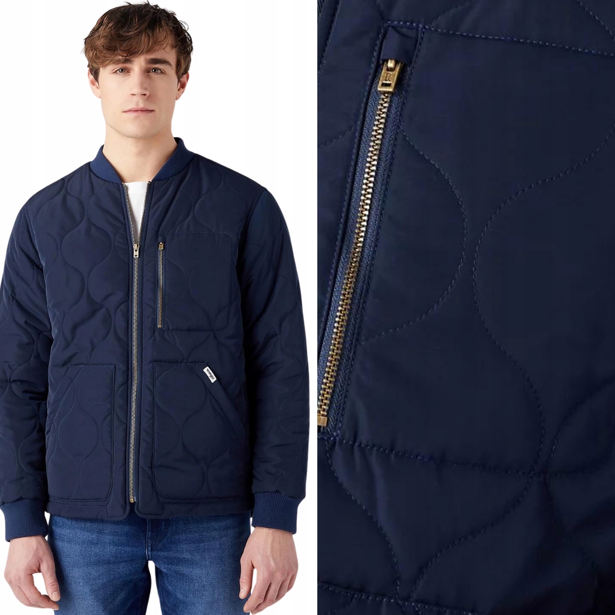 Wrangler Padded Jacket Navy lehce zateplená tmavě modrá bomber bunda XXL