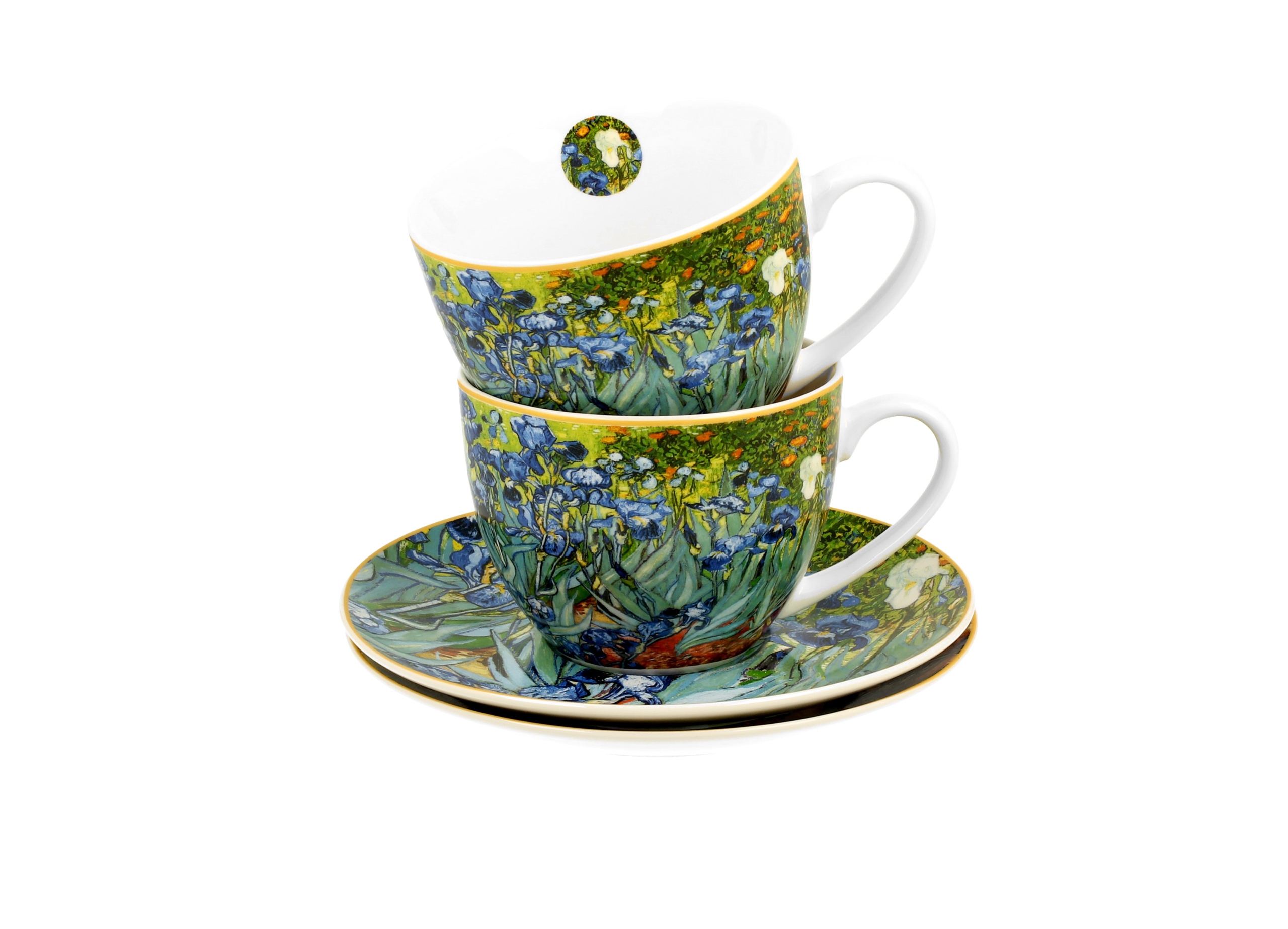 2 Filiżanki ze spodkami 280 ml Irysy Vincent van Gogh Marka Duo