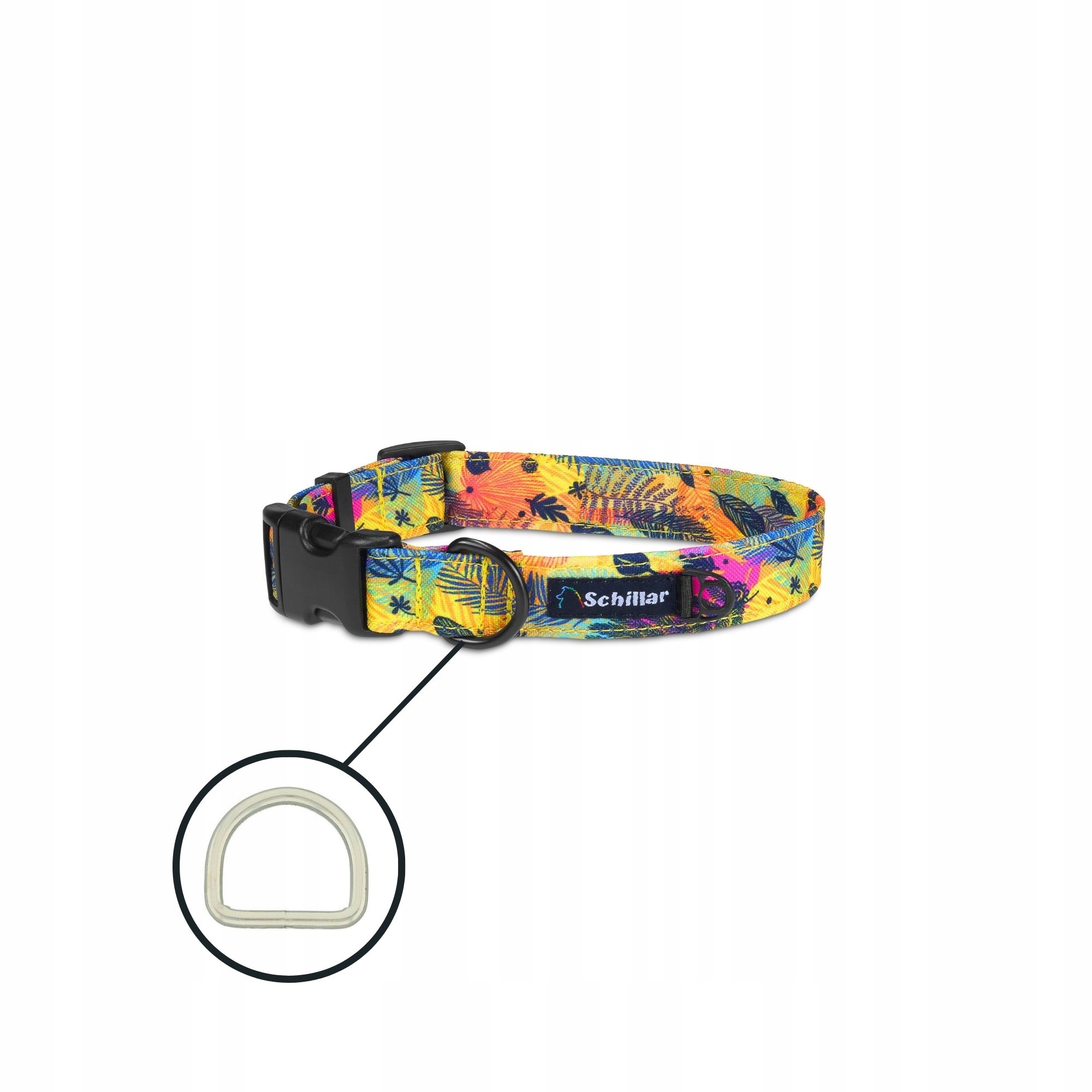 Levně Obojek na přezku pro velkého psa žlutý barevný vítr L XL 40-60cm