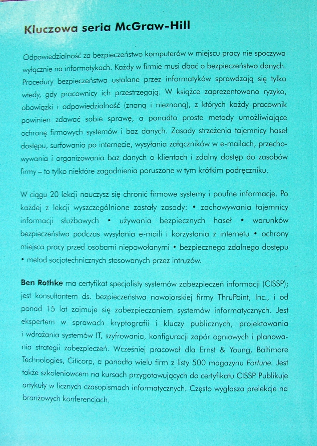 BEZPIECZNY KOMPUTER - Rothke [6827B] Gatunek Bezpieczeństwo