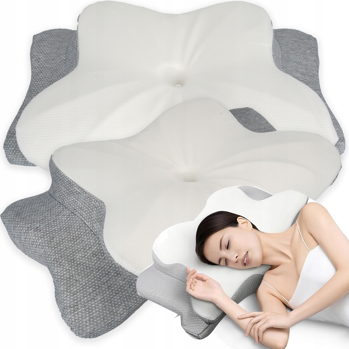Ergonomiczna Poduszka Ortopedyczna Dwa Wysokości Odporna Na Alergie
