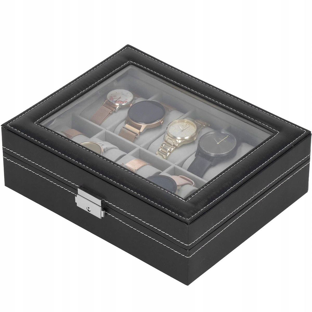 ORGANIZER SZKATUŁKA ETUI NA ZEGARKI 10szt BIŻUTERIĘ PUDEŁKO ELEGANCKIE Liczba miejsc na zegarki 10