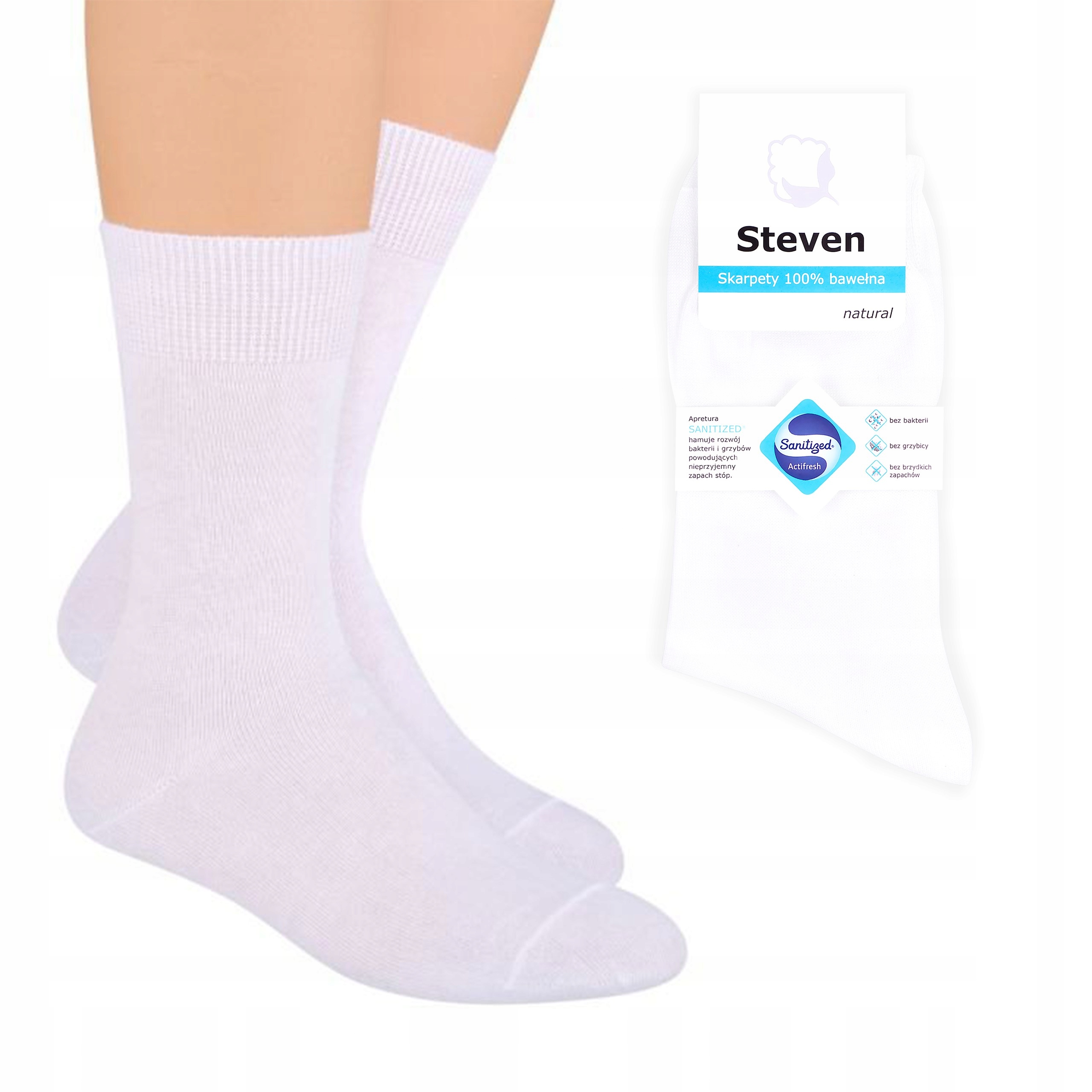 

Steven 055 Skarpety 100% Bawełna Biały 35-37