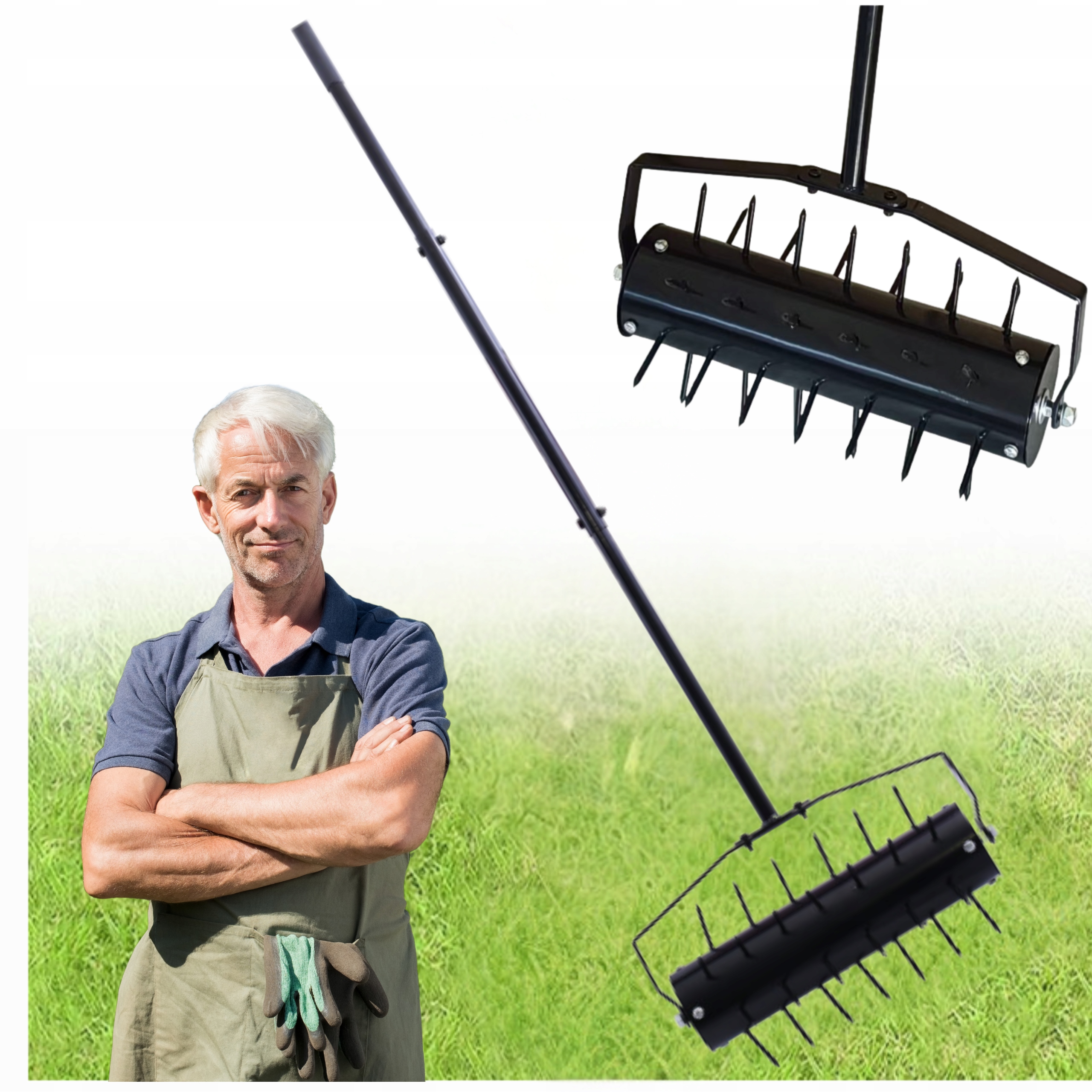 Aerator Ruční Bubnový vertikutátor Na Trávy Trávníku Půdy S Hroty Kov