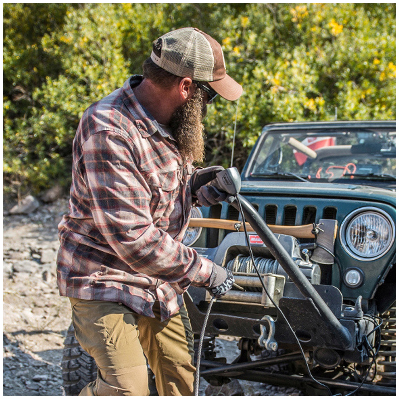Koszula Męska w Kratę DEFENDER Mk2 PILGRIM HELIKON Wytrzymała Indeks UPF50 Kolor brązowy