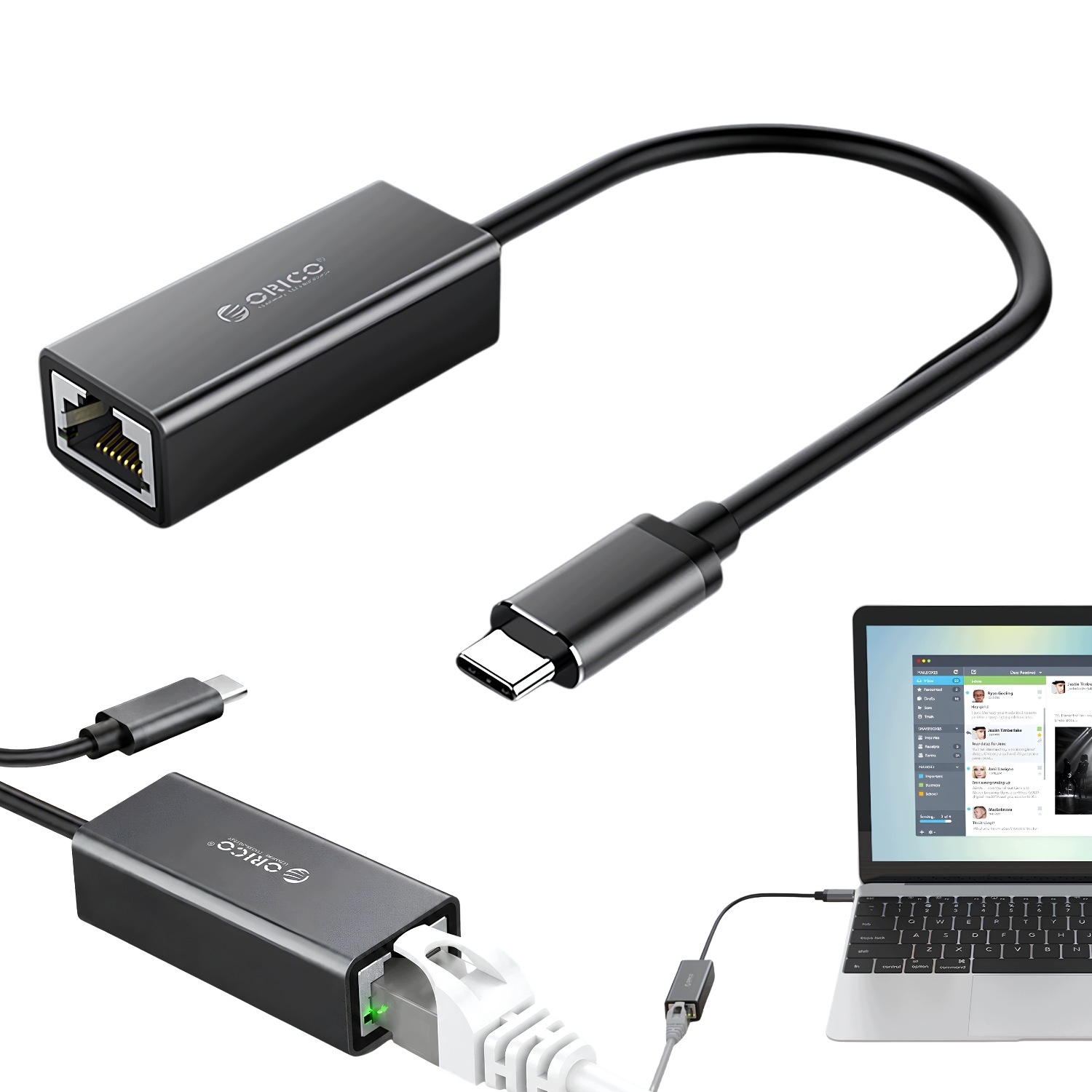 Adapter sieciowy Orico XC- R45- V1 Usb- C do RJ45 Gigabit Ethernet 1 Gbps