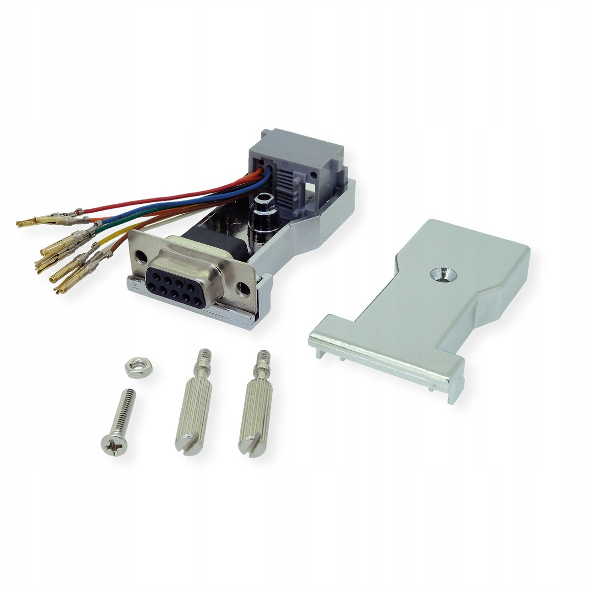 Adapter RS232 do RJ45 8P / 8C 8-Wire srebrne