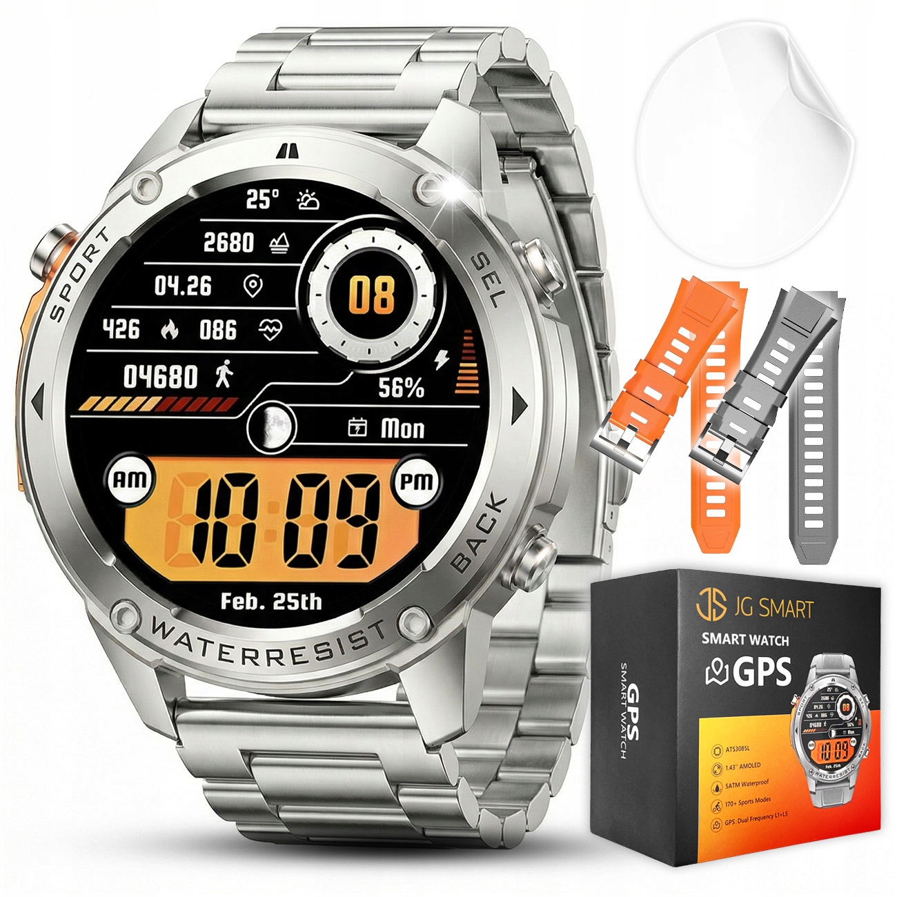 Pánské Chytré Hodinky Menu Pl voděodolné Gps Amoled Puls Sport 3 řemínky