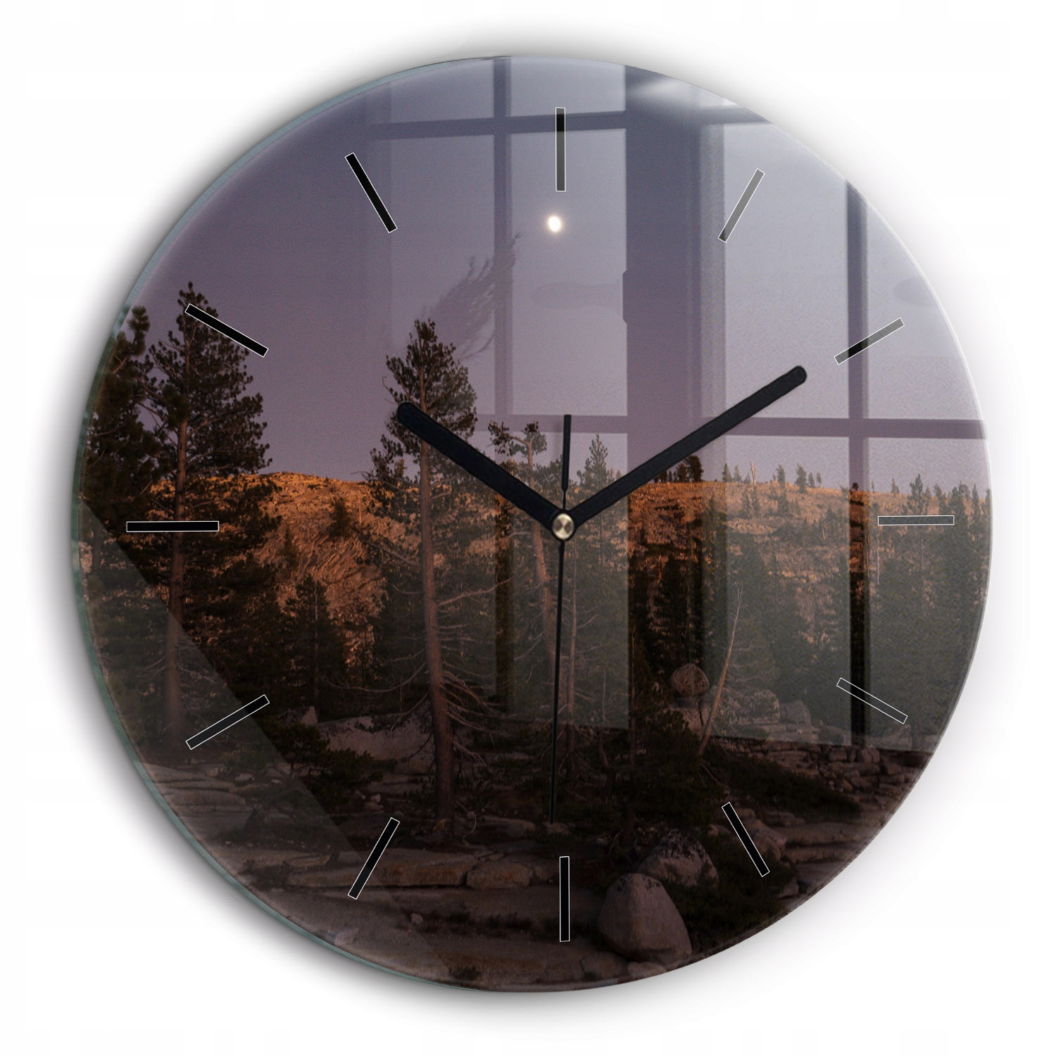 Kulatý nástěnný skleněný hodinový stroj do obývacího pokoje Kamenná cesta Yosemite fi60 cm